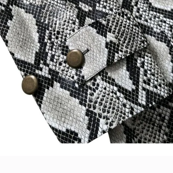 Faux Snakeskin Leather Trench Coat Duster Jacket Size: Xs - Picture 4 of 12